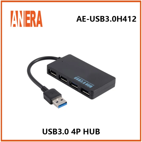 Factory Direct 4 Ports USB3.0 Hub 5 Gbit/s, tragbar, kompakt mit Kabel